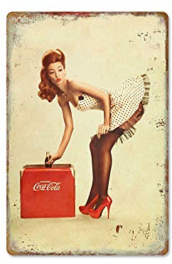 Metall-Blechschild im Retro-Stil, sexy Mädchen, Pin-Up-Mädchen-Poster, sexy Frauen, Vintage-Metallposter für Männer und Frauen, Wanddekoration für Bars, Restaurants, Cafés, Pubs, 30,5 x 20,3 cm (Stil