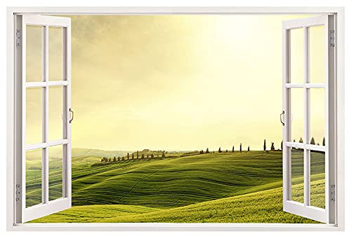 Leinwandbild mit Fensterblick - Toscana 90 x 60 cm - Keilrahmen mit Druck