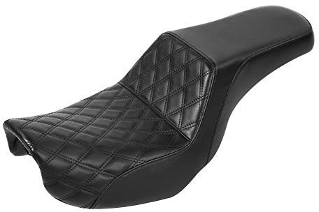 TCMT Siège conducteur et passager pour Harley Dyna Super Glide Street Bob Wide Glide Fat Bob Low Rider Switchback 2006-2017 (coutures noires)