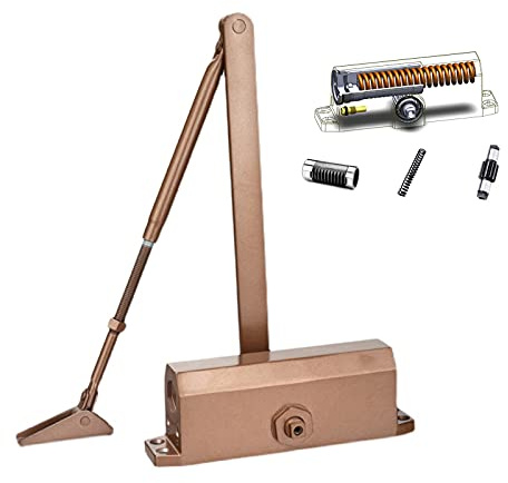 FHKBB Automatic Hydraulic Door Closer, Spring Adjustable Door Closer, with Keep Open Function Greater Than 90°, Suitable for Commercial and Domestic Fire Doors, Door Weight 60-90kg