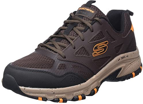 Skechers Hillcrest, Trekking Taglio Basso Uomo, Bordo Sintetico Della Maglia Di Cuoio Marrone, 42 EU