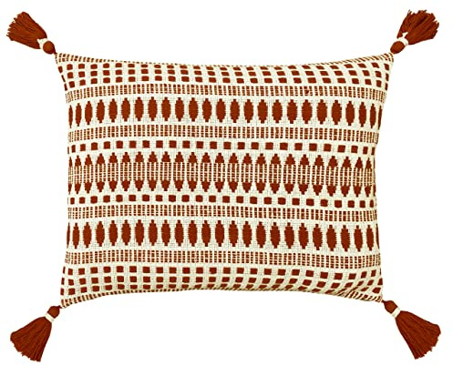Yard The Linen Ganado Feather Filled Cushion (Pecan, 40 x 60 cm) | Textured cotton design with a relaxed woven finish with a plump feather filling for modern, natural interiors
