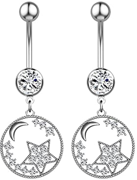 Bauchnabelpiercing Piercing Ring, Bauchnabelpiercing für Frauen Fünfzackiger Stern 2Pcs Geschenk für Frau