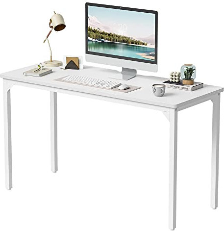CubiCubi Schreibtisch, 120 x 60 x 75 cm Computertisch, Schreibtisch Klein PC-Tisch Stabil, schmaler Bürotisch, Arbeitszimmer, Homeoffice, Büro, einfacher Aufbau, Stahl, Industrie-Design, Weiß