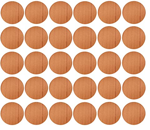 30x Cache vis adhésif autocollant diamètre 20mm bouchon trou meuble table chaise maison, bois pin foncé
