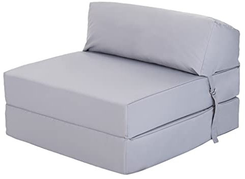 Ready Steady Bed Komfortabler Z-Fold Klappstuhl | Leichtes Futon-Sofa | Weicher, wasserabweisender Bezug | Ergonomisch gestaltete Z Bed Faltbare matratze (Silber)