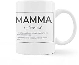 Fisura Tasse Mamma Weiße Tasse mit Spruch für Mutter, Tasse Definition Mama, Frühstückstasse zum Muttertag, originelles Geschenk für Mutter, 350 ml