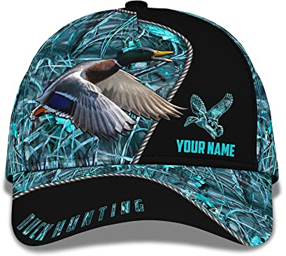 Damen Herren Distressed Basecap Cyan-Grafik Der Enten-Jagd Hip-Hop-Hut Verstellbar Basecap Vintage Trucker Kappe Für Golf Reisen Laufen
