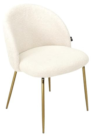 Sedia da pranzo imbottita in tessuto bouclé avorio mod. Nicole (Bianco, 1 pz)