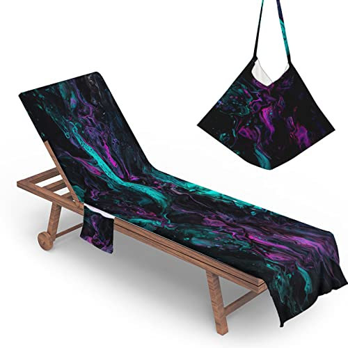 Surwin Ölgemälde Schonbezug Für Gartenliege Sommer Strandliegenauflage Frottee Liegenauflage Stuhl Strandtuch Sun Lounger Bezug mit Tasche Sporthandtuch für Garten Schwimmen (75x210cm,Klassisch)