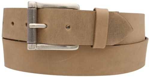 AnnaMatoni Herren Ledergürtel aus Premium Rindsleder, Gürtel 4cm breit Rollschließe in Silber, MADE IN GERMANY, Echt Leder Herren Jeans Gürtel Vintage Optik (600 Taupe, TW85-100cm Gesamtlänge)