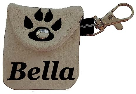 Tasche Steuermarke Hundemarke Namensschild Anhänger Hunde Name WUNSCHNAME Wildleder Imitat Hundehalsband Täschchen Telefonnummer (Wildleder Imitat hellgrau)