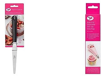 Tala Stainless Steel Tapered Icing Spatula Pallette Knife + Tala Large Recycable Non-Slip Icing Bags, Pack of 30 Reusable High Quaility Piping Bags