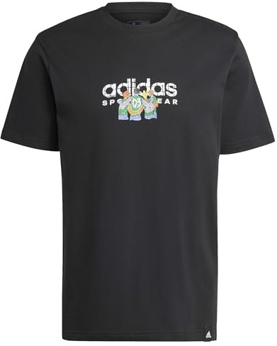 adidas Herren Codes LINEAR Graphic Tee, Black, M