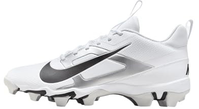 Nike Alpha Menace 4 Shark - Tacos de fútbol (FN0028-100, blanco/plateado metálico/polvo de fotón/negro), Blanco/plateado metálico/polvo de fotón/negro, 42.5 EU