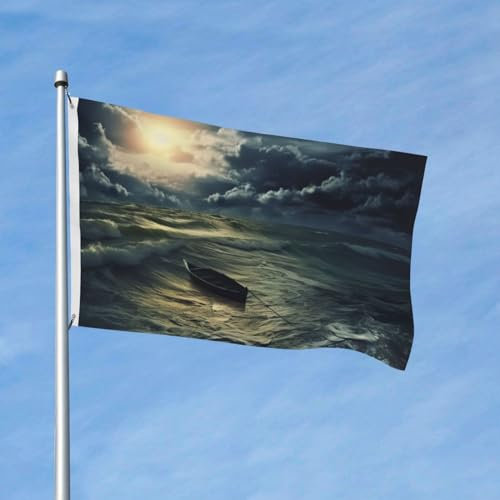 Flagge, 90 x 152 cm, Dekoration, Outdoor-Flagge mit 2 Ösen, Ozean nach Sturm, Außendekorationen, Flagge, 200D, strapazierfähiges Polyester, Banner für Hofdekoration, große Flaggen