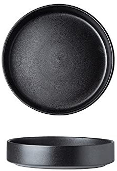 Platos desechables cp, plato de cocina de cerámica, platos hondos, plato de cena grande for el hogar, plato de sopa, plato creativo for ensalada, plato de cangrejo (Color : Schwarz)
