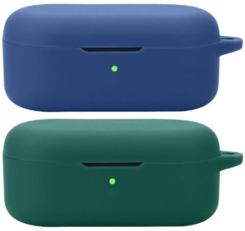 Acadeny Funda de Silicona Compatible con OPPO enco Buds 2 Pro, [Admite Carga inalámbrica] [Funda Protectora a Prueba de Golpes] 2X Blue Green