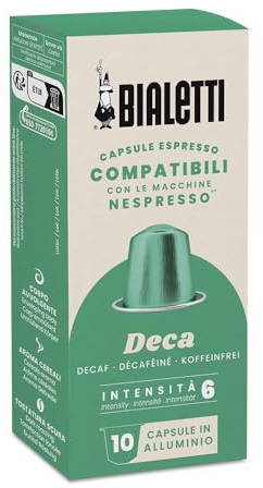 Bialetti Café Capsules compatibles Nespresso® - Décaféiné - 10 Capsules