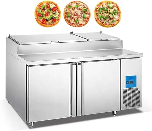 Kolice Commercial Refrigerated Pizza Sandwich Prep Table Refrigeration Food Prep Station- Two door,Food grade stainless steel, 18 pcs GN 1/6 Pans, 560L Cabinet