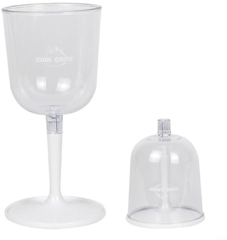 Copa de vino de plástico portátil para camping, diseño desmontable y apilable (blanco)