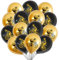 KOBOKO Luftballons - 18 Stück Ballon Deko für Geburtstag Junge Fahrrad Party, Schwarz Gold Latex Helium Ballons