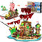 INSOON Piraten Schiffswrack Haus Mini Baukasten mit LED, 2 in 1 Piratenschiff Bauklotz 1854 Stück, Schiffswrack Modell Heimdekor Piratenschiff Spielzeug Geschenk für Erwachsene Kinder Jungen ab 10-12+