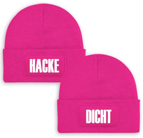 Prozente Momente Hacke Dicht Set - Beanie | Strickmütze | Wollmütze | Beanie mit Druck | lustige Sprüche | Apres-Ski | Winter | Pink