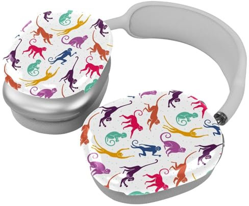 Schutzhülle für AirPods Max Kopfhörer, 2 Paar Anti-Kratz-Ohrmuscheln Abdeckung für AirPod Max, Zubehör Schutzhülle - Run Jump Hanging Walks Monkeys