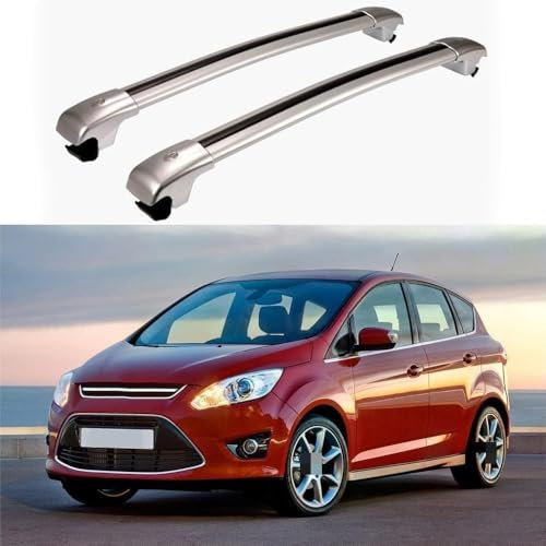 TMZWJ 2 Stück Auto Dachgepäckträger Querträger für Ford Grand C-MAX 2011 2012 2013-2018 Skiträger Dachträger Reling Dachreling Relingträger Autodachträger Cargo Bars,B-Silver