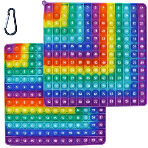 Times Table Poppet 12x12 Math Fidget Toy Multiplication Popper Relieve Stress And Anxiety 12x12&12+12 (Purple dot right angle double side 1-144)