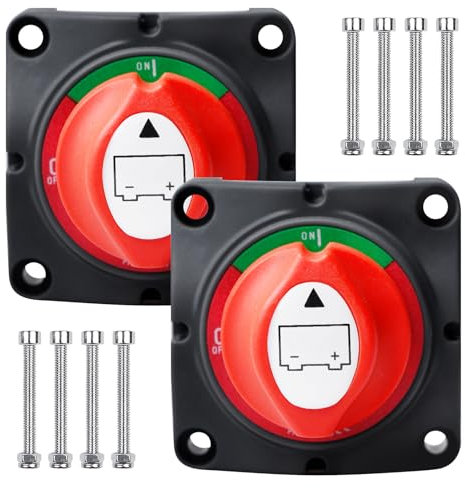 2 Stück Batterie Trennschalter 12V 24V, Batterietrennschalter 275A, Batterie Hauptschalter für Auto, Boot, Marine, Wohnmobil, KFZ, LKW, Motorrad, ATV und UTV-Fahrzeuge