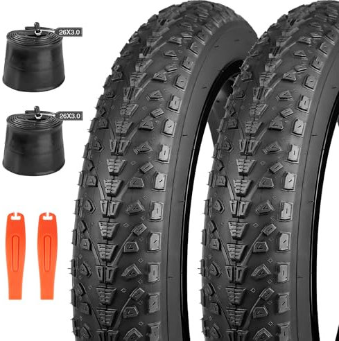 WEEROCK 2 Stück 66 cm E-Bike-Reifen Fat Fahrradreifen 26 x 3,0 mit Innenschläuchen, faltbarer Ersatz-Fahrradreifen für Schnee-Fahrrad, Dreirad, Elektrofahrrad