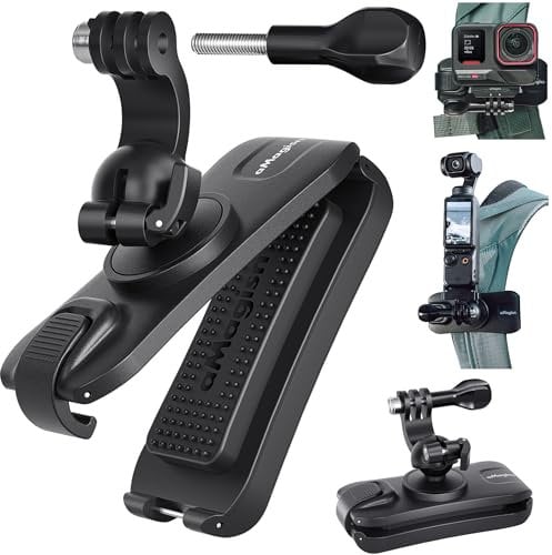 Honbobo Backpack Clip for GoPro Hero 13 Black, DJI Osmo Pocket 3, DJI Osmo Action 5 Pro, Insta360 Ace Pro, Self-adapted Gimbal Backpack Fixed Bracket Accessories for GoPro/Insta360/DJI Camera