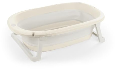 Dolu Baignoire pliable pour bébé – Design compact et pratique pour les tout-petits – Relax Beige – Facile à ranger, sûre et confortable pour les bébés