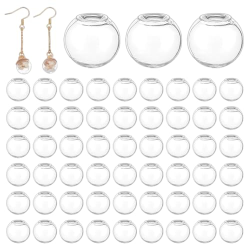 PH PandaHall 200pcs Glas-Kugeln 10mm Glaskugelflasche Kleine Kugeln Glaskugeln Glaskristallkugel Handwerk Glaskugel Hohle Kugel für UV-Harz-Schmuck machen Ohrring Halskette DIY Craft