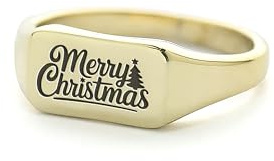 ANEMONE JEWELRY Gravierte Weihnachten Signet - Benutzerdefinierte Frohe Weihnachten Ring - Neujahr Geschenk - Rechteck Geformt Schmuck