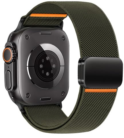 Elastisches Magnetic Armbänder für Apple Watch Ultra 3/2 Armband 49mm 46mm 45mm 44mm 42mm 41mm 40mm 38mm Herren,Nylon Stoff Strap Magnet Sport Solo Loop Band für iWatch 11 10 9 8 7 6 5 4 3 SE 3/2