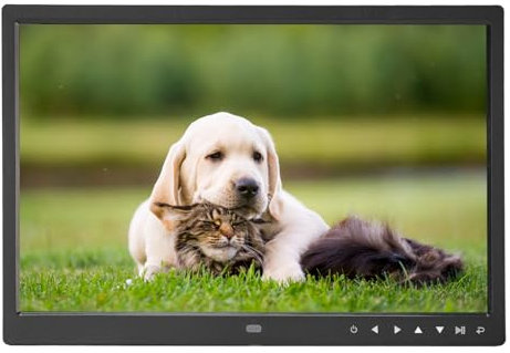 ‌15 Zoll Digitaler Bilderrahmen mit Fernbedienung - Full HD 1080p IPS -Touchscreen, WLAN -Cloud -Fotorahmen für Home & Office, mit Auto -Diashow, Kalender und Wetteranzeige (Black)