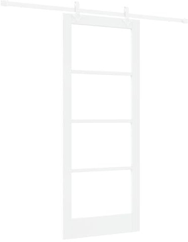 Juego de Puertas Correderas vidaXL con Hardware Blanco 83x202 cm Madera Maciza de Pino, Puerta Interior vidaXL con Cristal 'ORKDAL'Blanca 83x202x4 cm