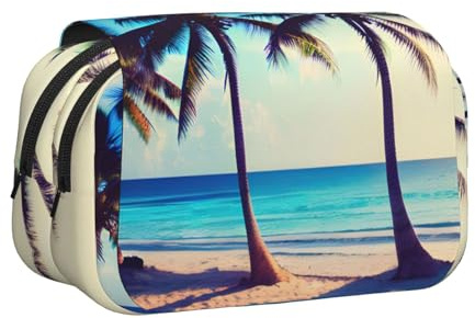 Kosmetiktasche mit Strandpalmen, 1 Druck, Kawaii-Stiftebox, Gadget-Organizer, Tasche mit Reißverschluss