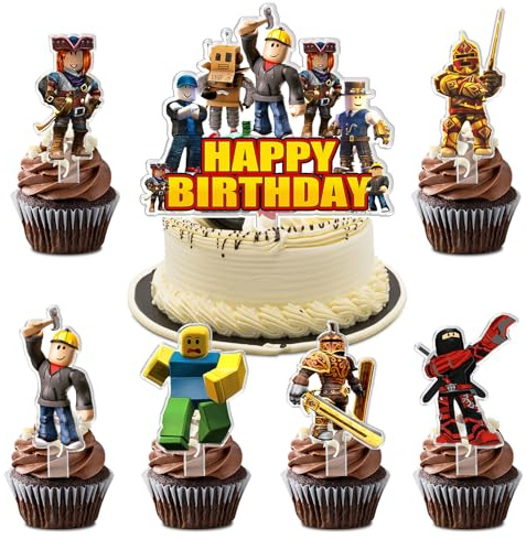 7 Stücke Rob Cake Topper, Rob Kuchen Dekoration, Torten Deko, Cupcake Topper, Acrylmaterial, Geburtstags Dekoration, Jungen und Mädchen, für Kinder Geburtstag Party, Baby Partys, Themenpartys