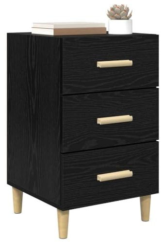 vidaXL Bedside Cabinet Black oak 40 x 40 x 66 cm Engineered wood, Stylish Modern Bedside Cabinet, Compact Nightstand Furniture, Durable Bedroom Organizer, Functional Storage Unit