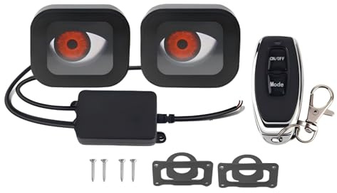 LED Augen für Motorrad, Wasserdichte Dynamische Teufelsaugen, Devil Eyes Motorrad mit Fernbedienung and 6 Muster, LED Namensschild für Motorräder Lokomotiven Dreiräder Elektrofahrzeuge
