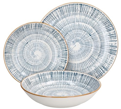 Tognana Virtuo Blue, Servizio piatti per 6 persone 18 pezzi, Porcellana, Blu