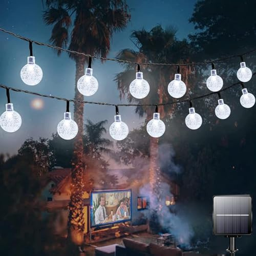 Lezonic Solar Fairy Lights,12M/39Ft 100LED Solar String Lights Waterproof | 8 Modes Indoor/Outdoor Decorative Garden Lights for Home Patio Gazebo Yard Wedding Party Festival(Clear White)