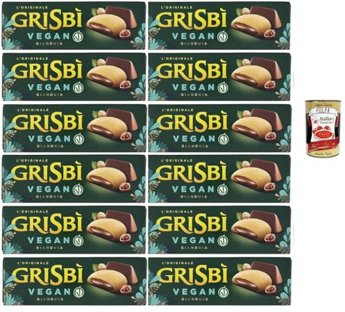 Italian Gourmet Biscotti vegani Gianduia Haselnuss Kakao Kekse 12 x 135g | Frollini ripieni, zartes Mürbegebäck für Kaffee, snack dolce senza, Gesamtnettogewicht 1,62 kg + Kostenlos Polpa 400g
