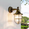 Licht-Erlebnisse Wandlampe Messing, Außenleuchte Maritim, Schiffslampe, Riffelglas, Rustikal, nostalgisch, IP64, T:22 cm, E27, Außenbeleuchtung Garten, Balkonlampe