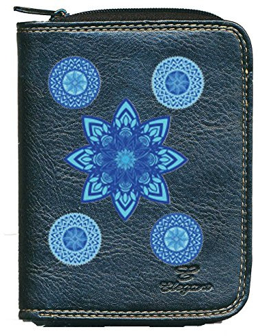 Syl'la Fantaisie Porte Monnaie Porte Carte Noir pour Femme (Mandala Zen)