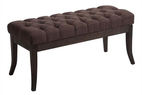CLP Sitzbank Ramses mit hochwertiger Polsterung und Stoffbezug I Bank mit antik-dunklen Holzbeinen I Holzbank mit Einer Sitzhöhe von: 46 cm, Farbe:braun, Größe:100 cm